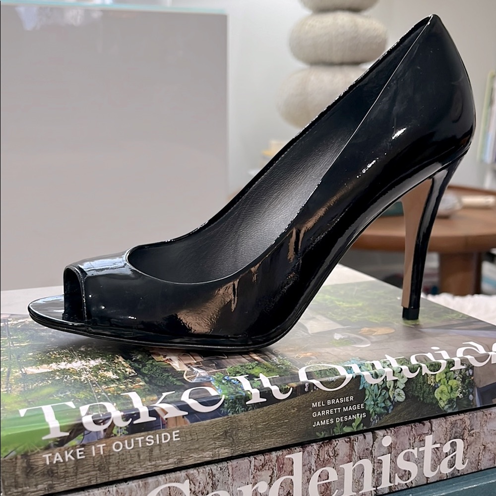 Stuart Weitzman | Black Patent Open Toe Pumps - image 2